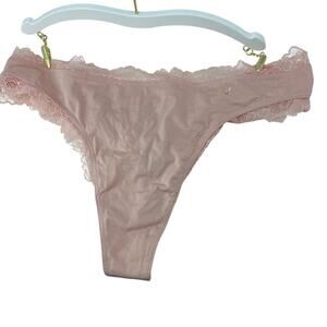 Victoria's Secret Lace Trim Thong Ballerina Pink Womens Size Large